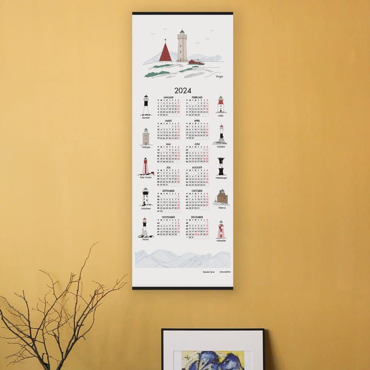 Ruotsalaiset majakat -kalenteri 2024 - 35 x 90 cm - Almedahls