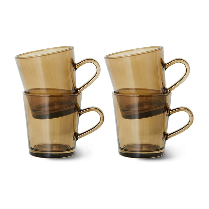 70's glassware kahvikuppi 20 cl 4-pakkaus - Mud brown - HKliving