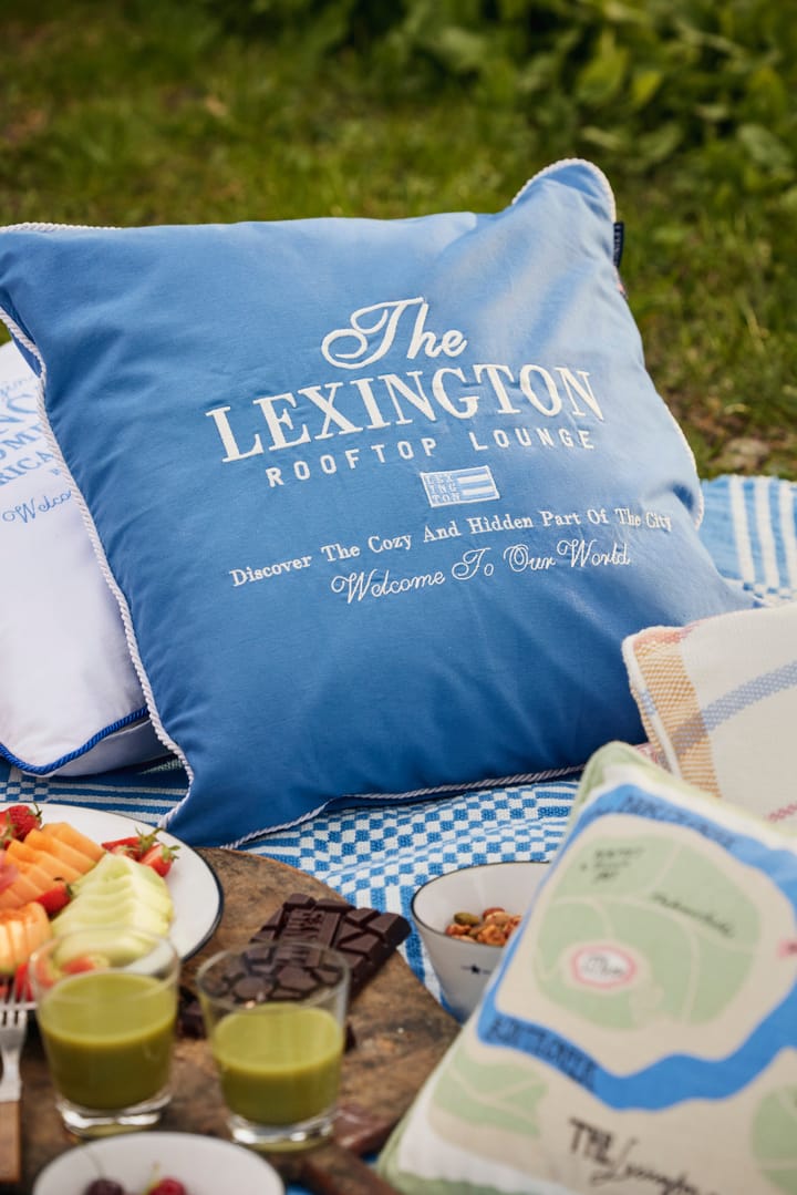 Checked Recycled Cotton piknikhuopa 150x150 cm - Blue - Lexington