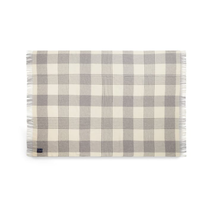 Gray Checked Recycled Wool -torkkupeitto 130 x 170 cm - Gray-white - Lexington