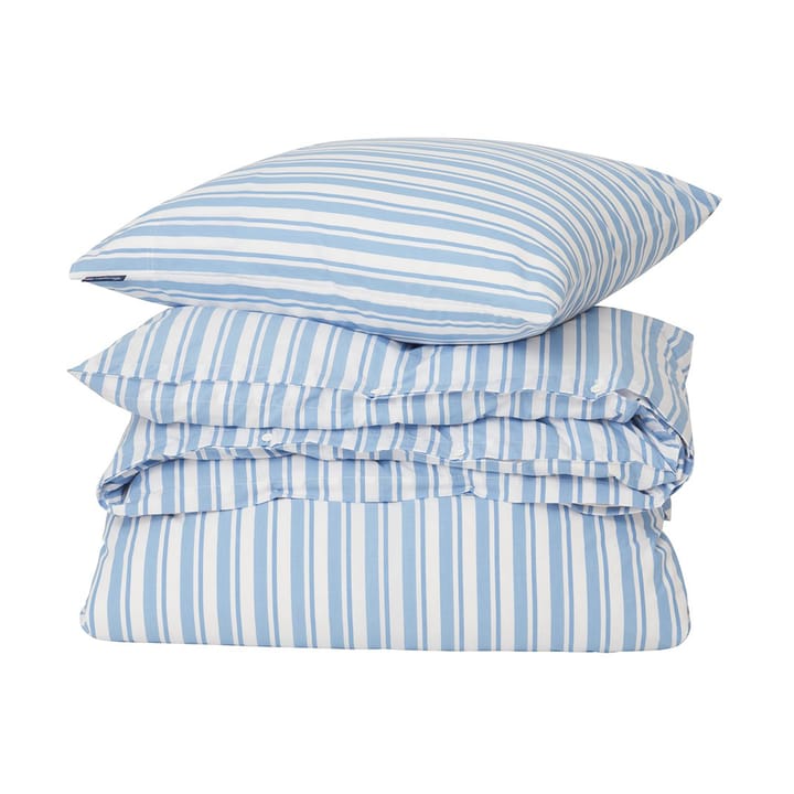 Striped Cotton Poplin -pussilakanasetti - White-Blue, 1 tyynyliina - Lexington