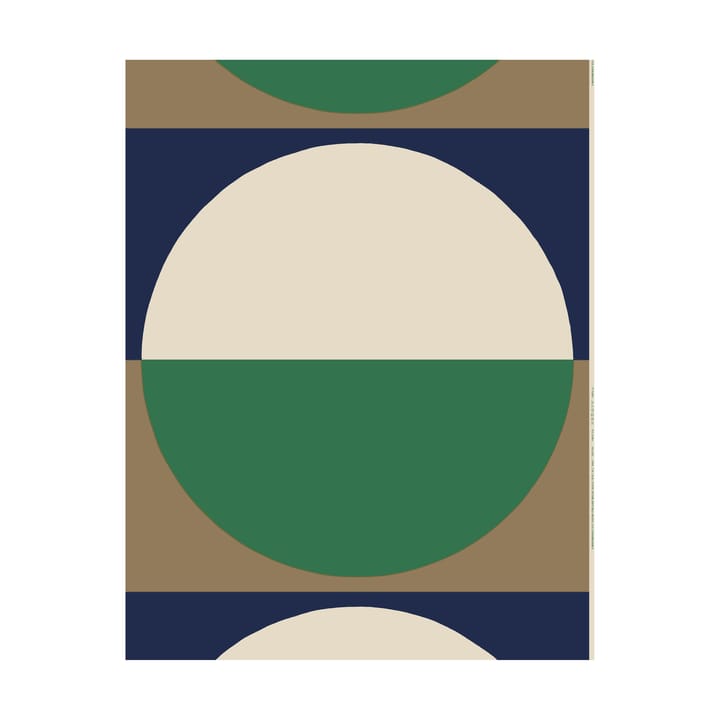 Viitta kangas puuvilla-pellava - Green-off white-dark blue - Marimekko