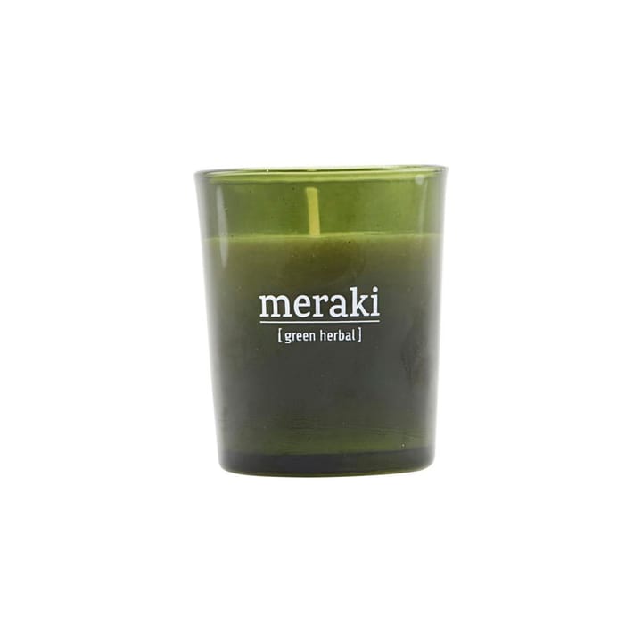 Meraki tuoksukynttilä vihreä lasi, 12 tuntia - Green herbal - Meraki