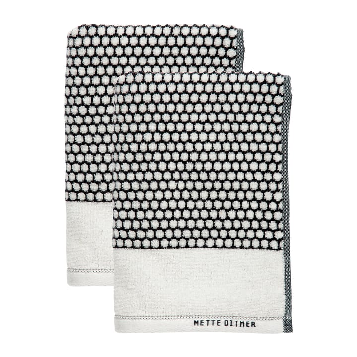 Grid vieraspyyhe 38 x 60 cm 2-pakkaus - Musta-off white - Mette Ditmer