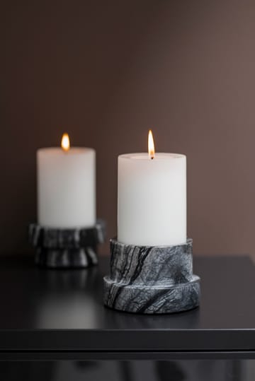 Marble kynttilänjalka pöytäkynttilälle 6,5 cm - Musta-harmaa - Mette Ditmer