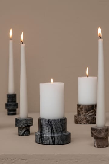 Marble kynttilänjalka pöytäkynttilälle 6,5 cm - Musta-harmaa - Mette Ditmer
