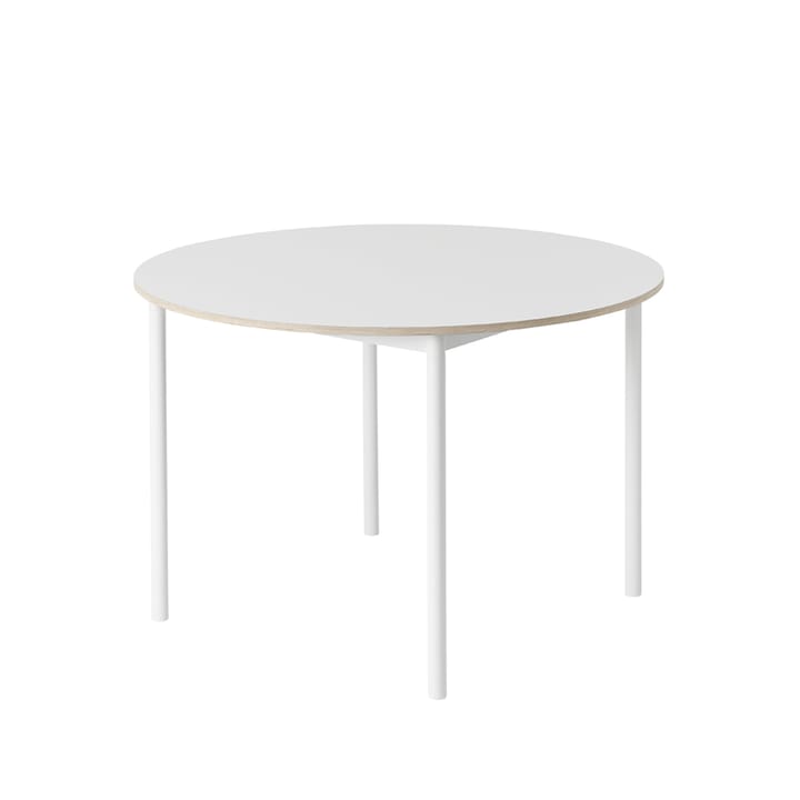 Base ruokapöytä pyöreä Ø 110 cm - White laminate-Plywood-White - Muuto