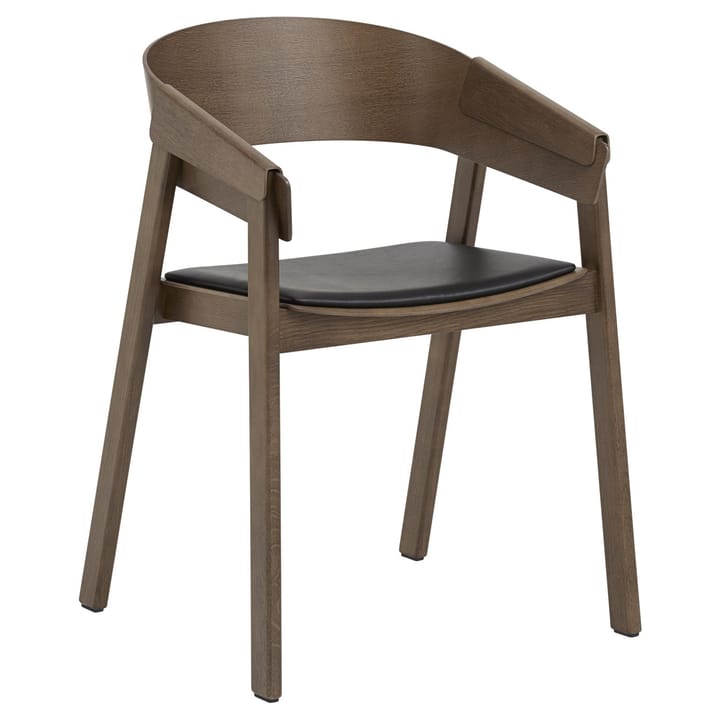 Cover Armchair -käsinojallinen tuoli nahkaisella istuinosalla - Black-stained dark brown - Muuto