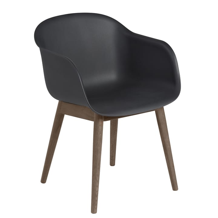 Fiber Chair tuoli käsinojilla ja puujaloilla - Black-Stained dark brown - Muuto