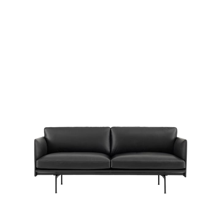 Outline sohva 2-istuttava - Refine leather black-Black - Muuto