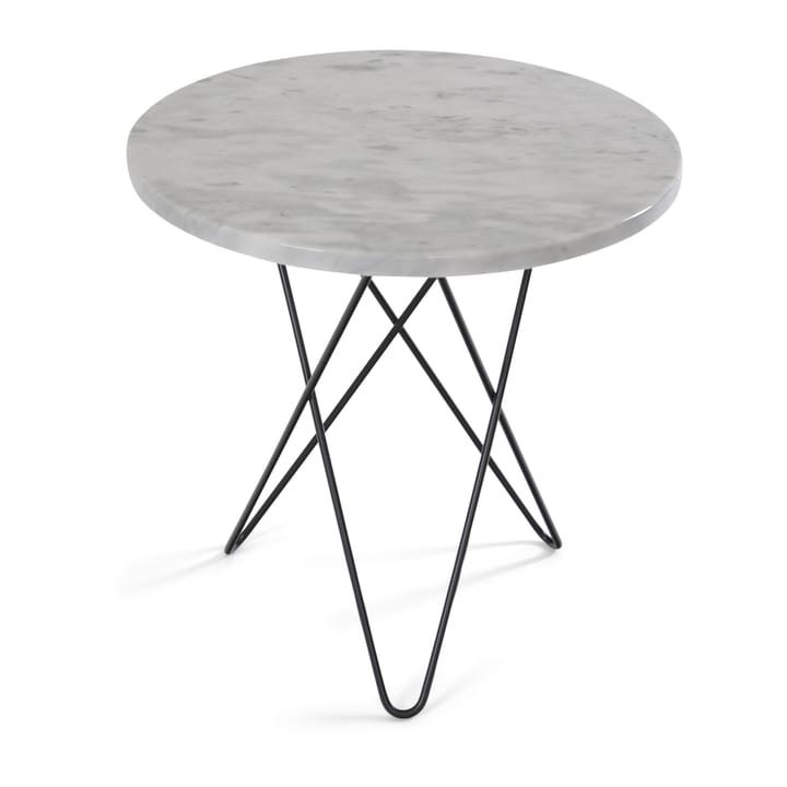 Tall mini O sivupöytä Ø50 K50, musta jalusta - valkoinen marmori - OX Denmarq